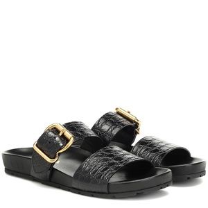 Prada Double Strap Leather Sandals